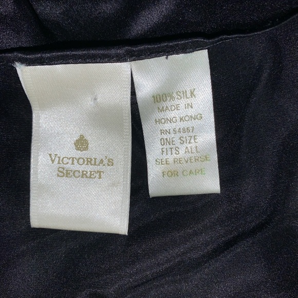 Victoria's Secret gold label vintage Black Silk open Robe kimono one size - Picture 2 of 3